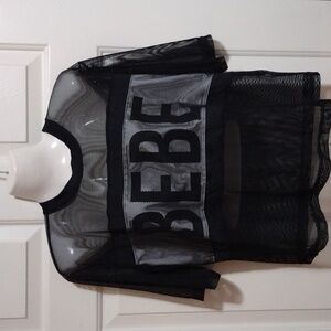 Bebe Black Mesh T-Shirt Women's Size M nwot